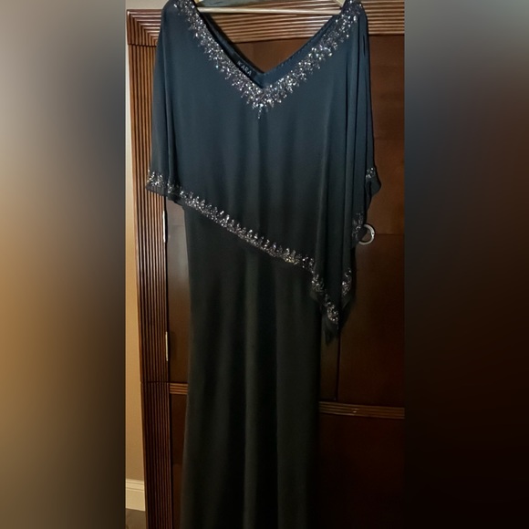 J Kara Women's Embellished Overlay floor length Gown - Picture 3 of 7